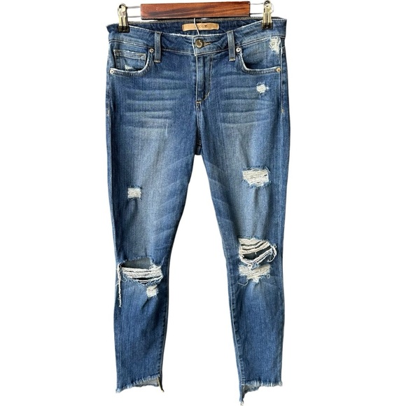 Joe’s Jeans Pants Blue Medium Wash Denim Distressed Stretch Mid Rise Skinny 28 - Picture 1 of 7